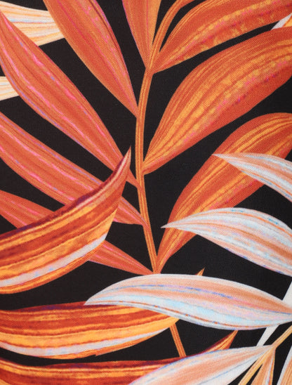 Short à ourlets imprimé feuilles tropicales - Orange - 3