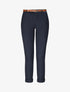 Pantalon chino taille haute uni en coton mélangé - Marine - 4