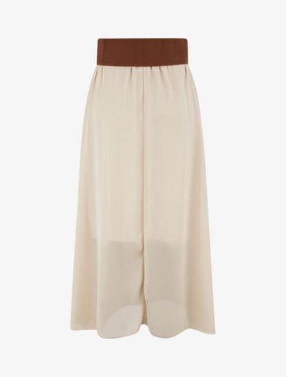 Jupe midi fluide unie - Beige - 2