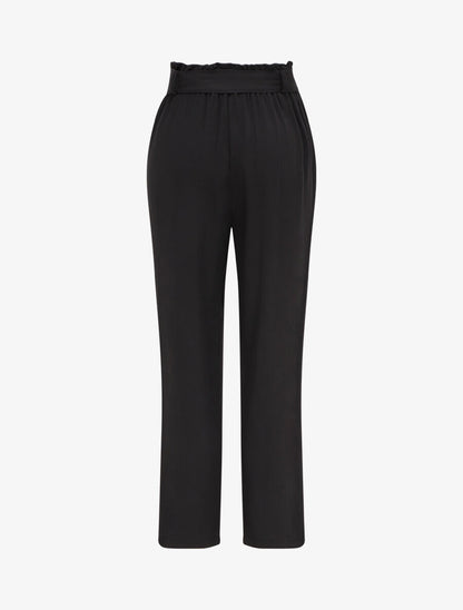 Pantalon fluide paper bag coupe droite - Noir - 2