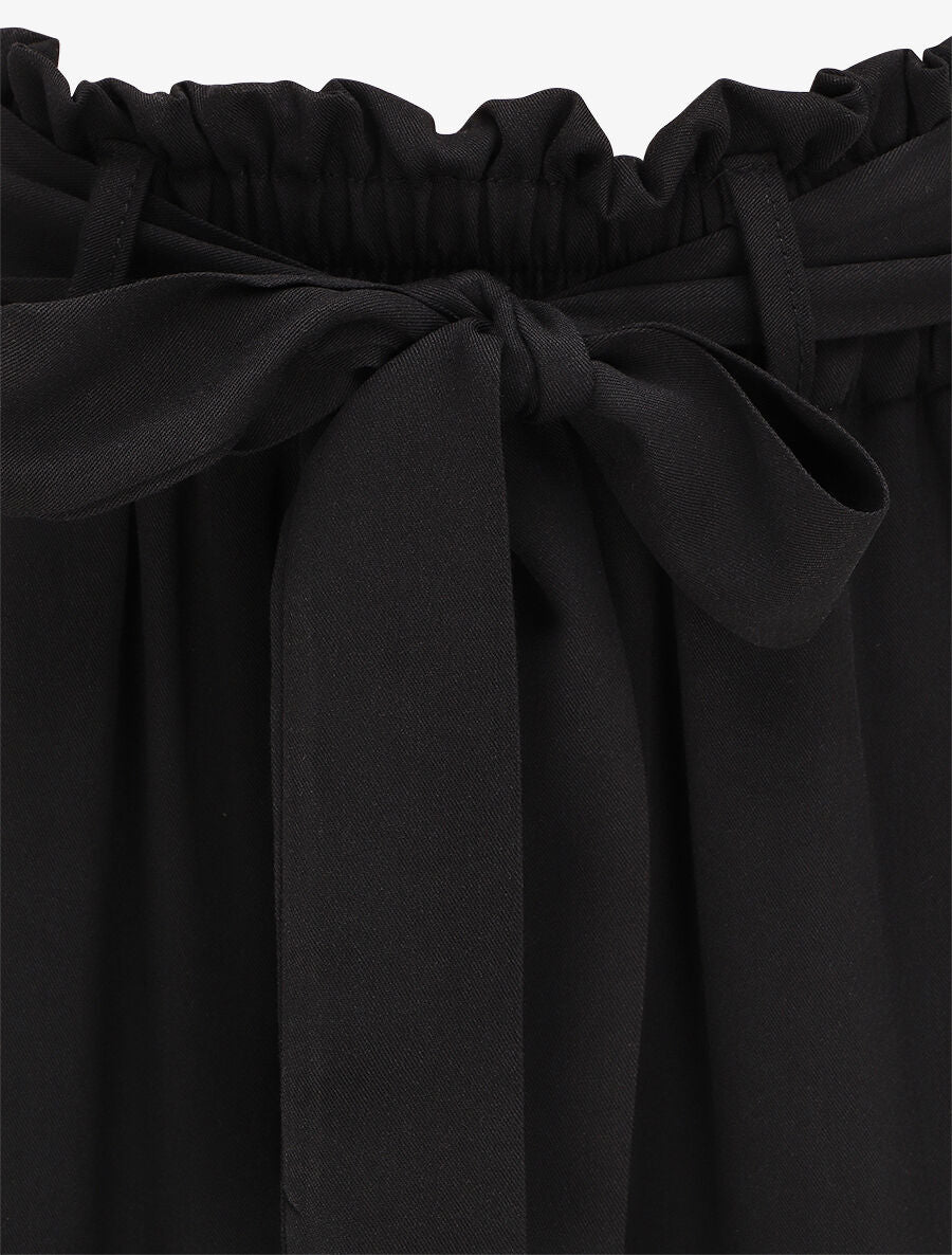 Pantalon fluide paper bag coupe droite - Noir - 3