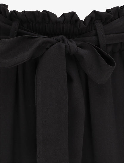 Pantalon fluide paper bag coupe droite - Noir - 3