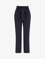 Pantalon fluide paper bag coupe droite - Marine - 1