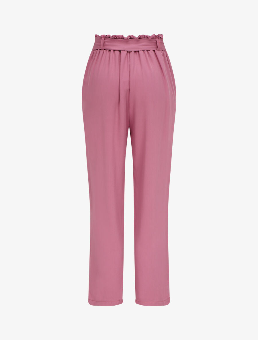 Pantalon fluide paper bag coupe droite - Mauve - 2