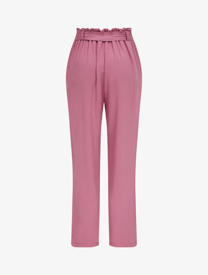 Pantalon fluide paper bag coupe droite - Mauve - 2