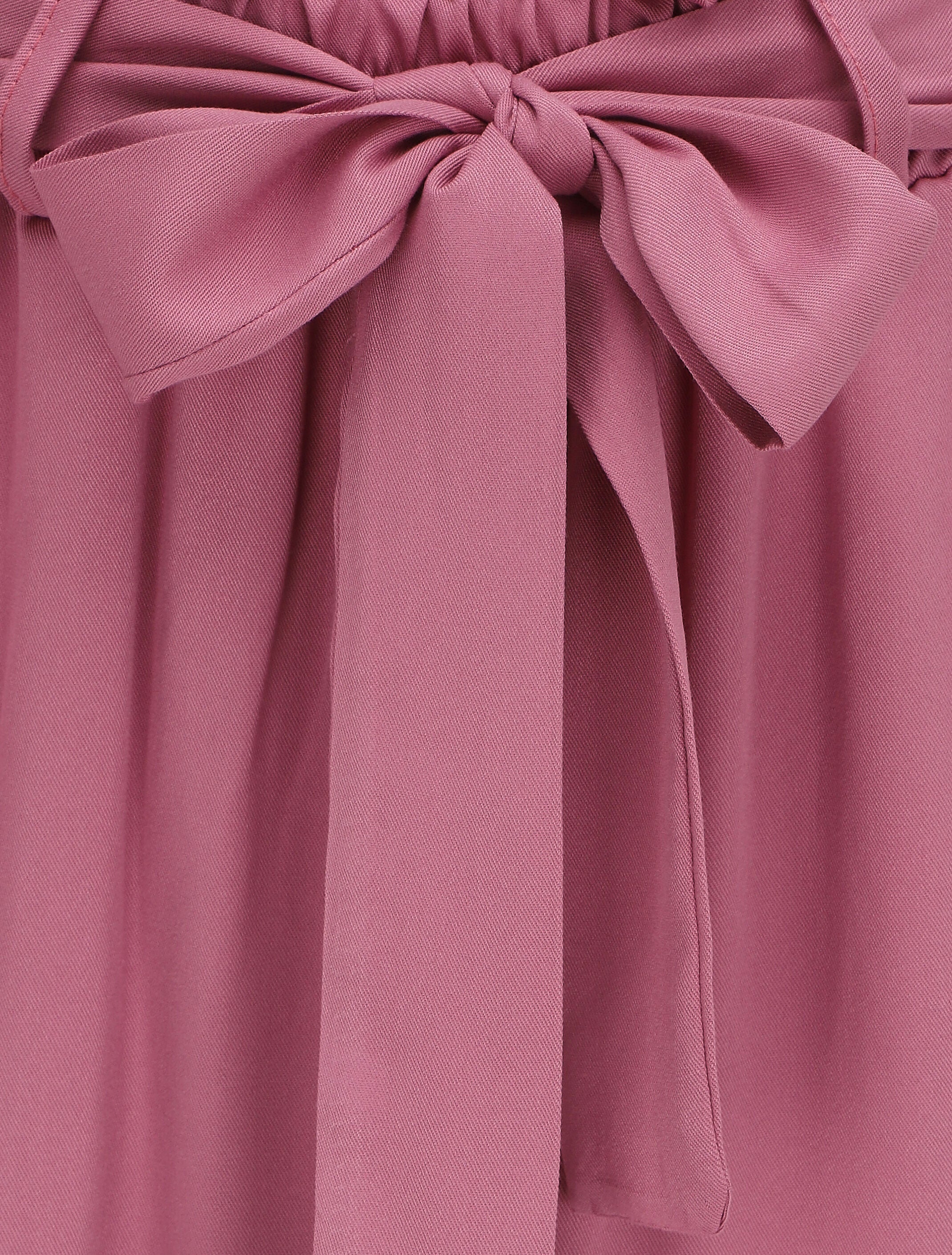 Pantalon fluide paper bag coupe droite - Mauve - 3