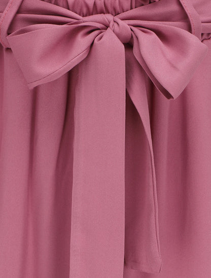 Pantalon fluide paper bag coupe droite - Mauve - 3