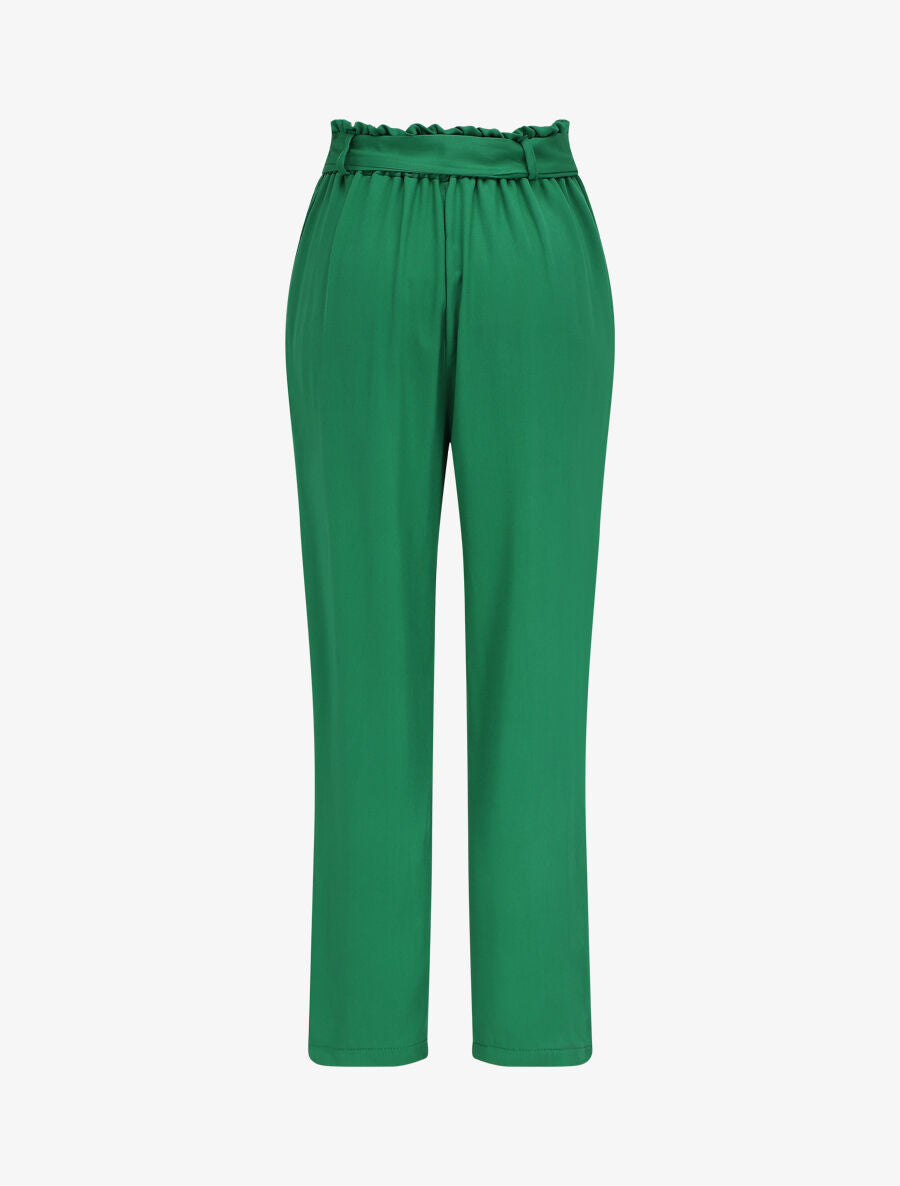 Pantalon fluide paper bag coupe droite - Vert - 2