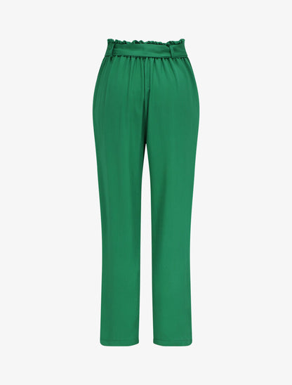 Pantalon fluide paper bag coupe droite - Vert - 2