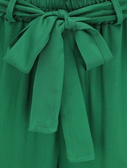 Pantalon fluide paper bag coupe droite - Vert - 3
