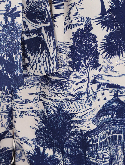 Short imprimé paysage à revers - Bleu - 3