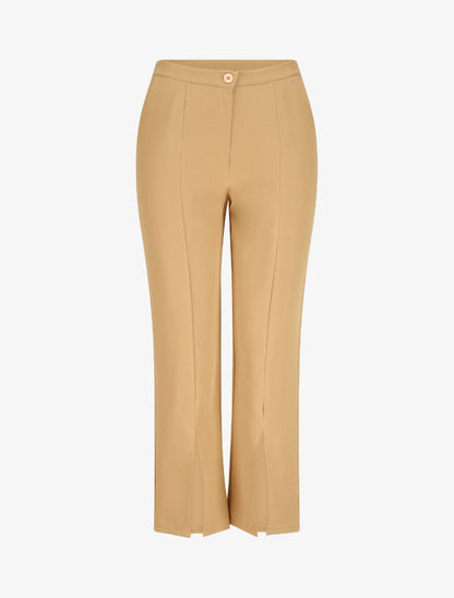 Pantalon fendu coupe droite - Camel - 4