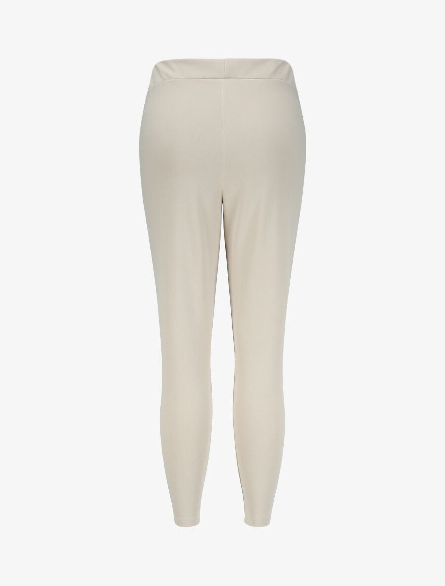 Pantalon à taille élastiquée et liens à nouer - Beige - 2