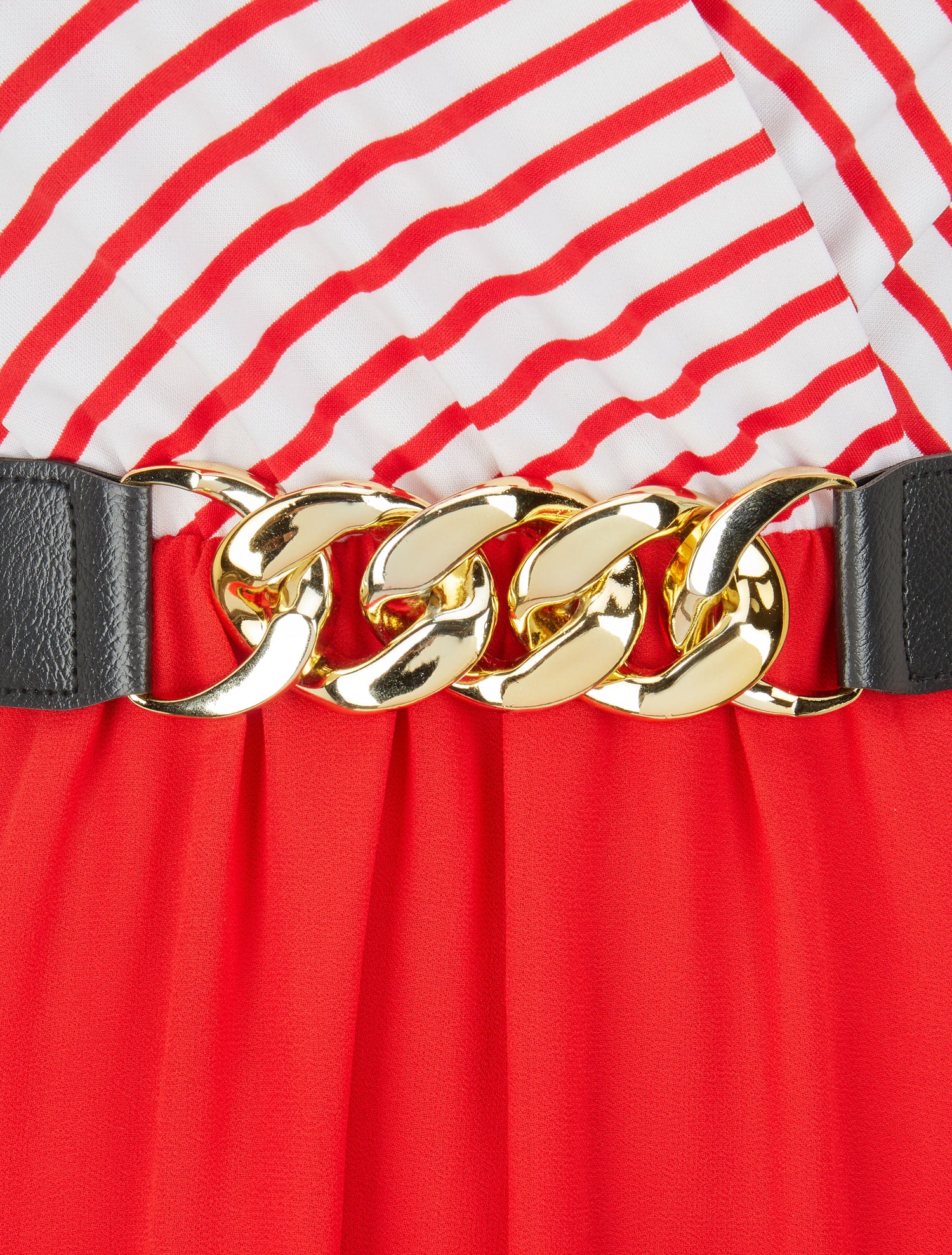 Robe longue évasée à rayures - Rouge - 3