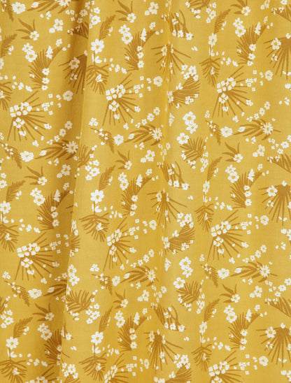 Robe empire mi-longue imprimé fleurs des champs - Moutarde - 4