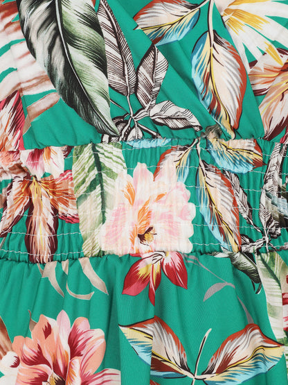 Robe mi-longue à imprimé floral - Vert - 3