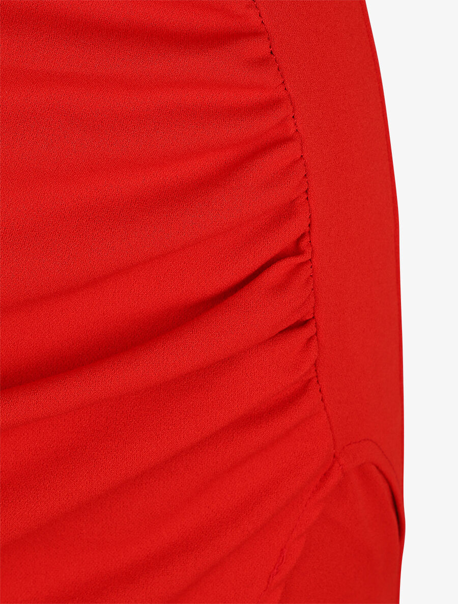 Robe drapée sans manches - Rouge - 3