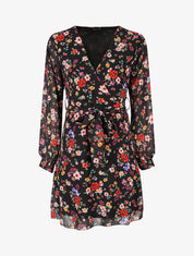 Robe cache-coeur à imprimé fleuri - Noir - 5