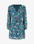 Robe cache-coeur à imprimé fleuri - Bleu canard - 1
