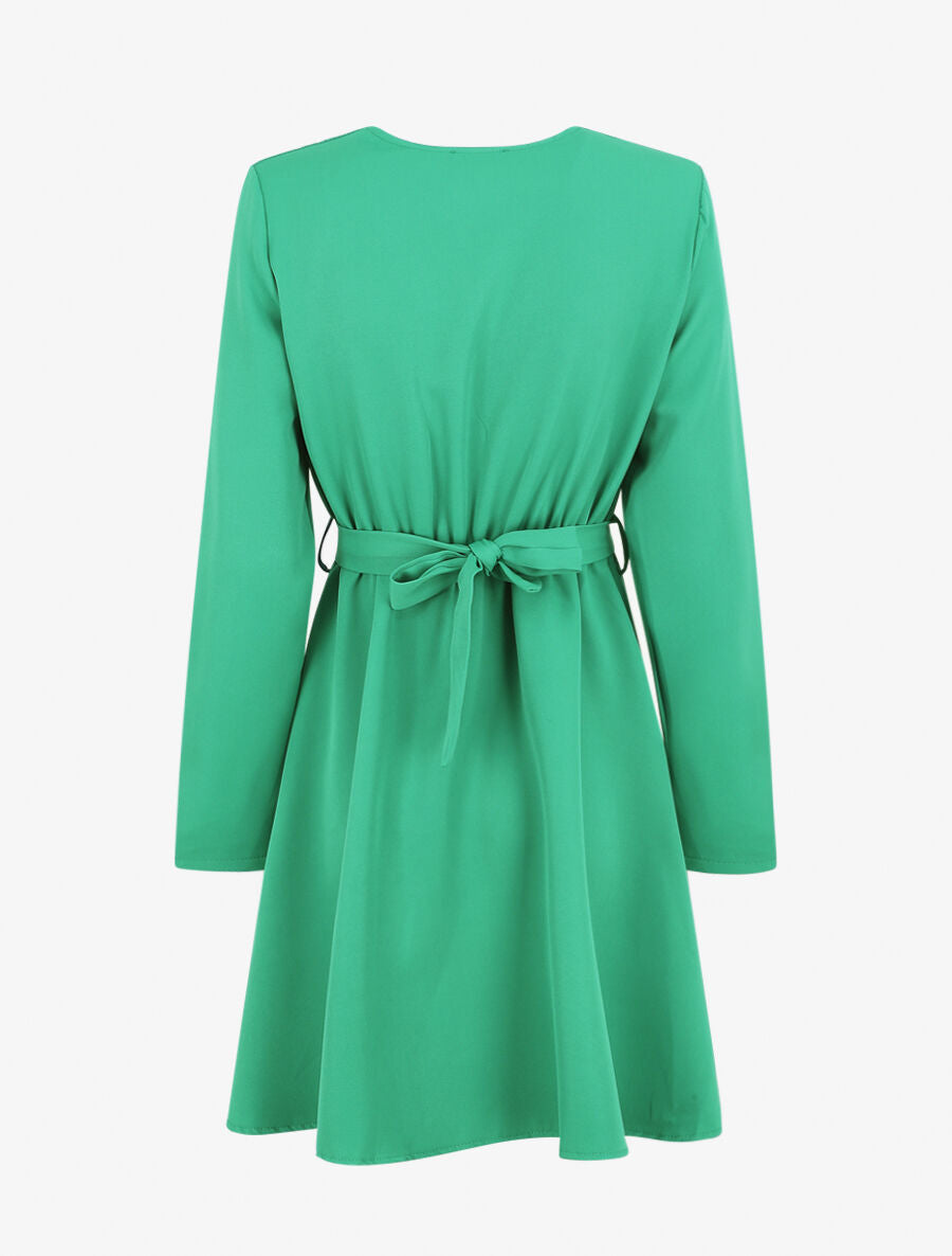 Robe uni à col cache-coeur - Vert - 2