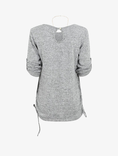 Pull ample à fronces - Gris - 2