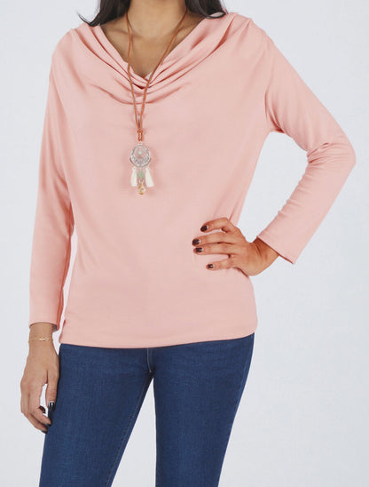 Top uni col bénitier - Rose - 4