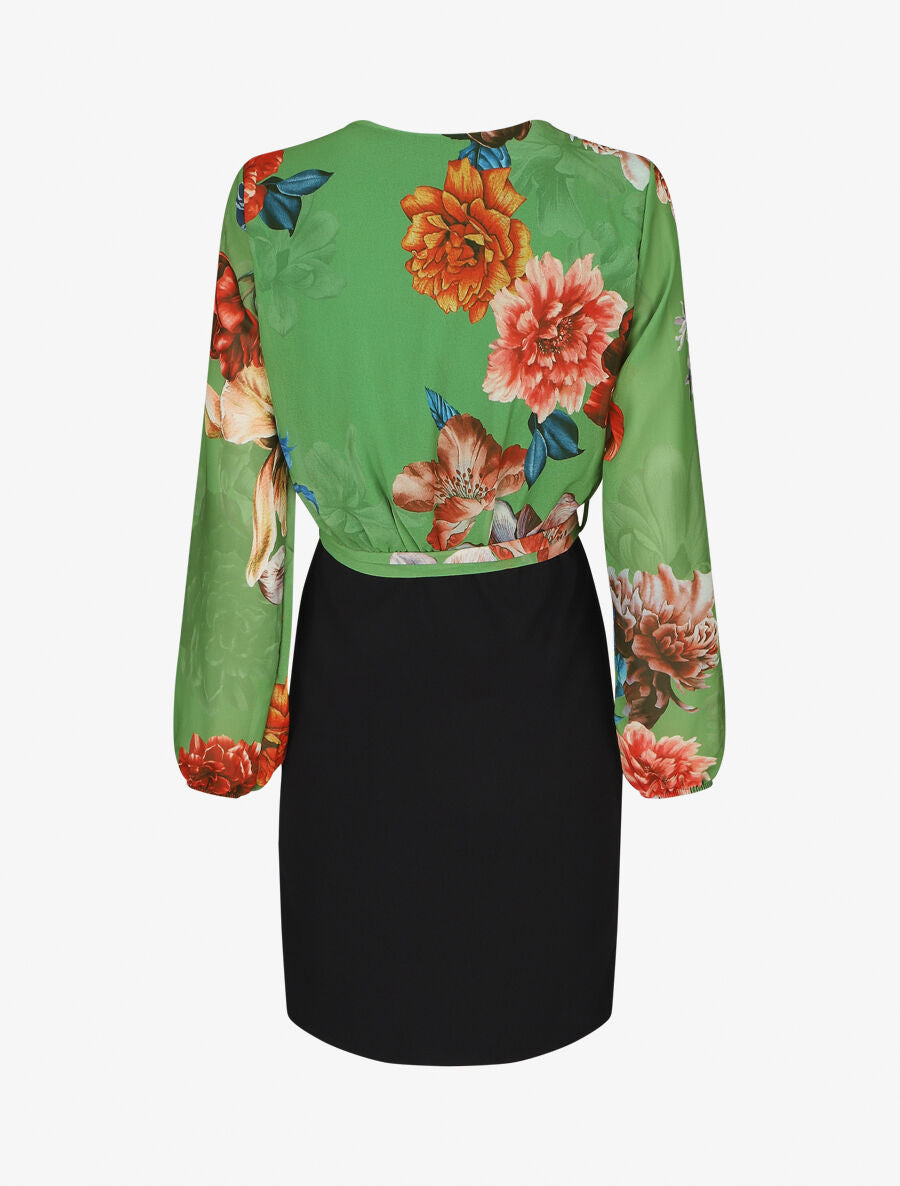 Robe fourreau à buste imprimé fleuri - Vert - 2