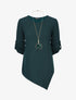Pull asymétrique à manches rabattables - Vert sapin - 4