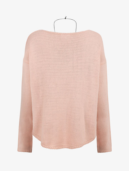 Pull uni col bateau - Rose - 2