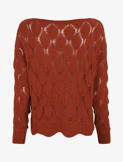 Pull en maille effet écaille - Rouille - 2