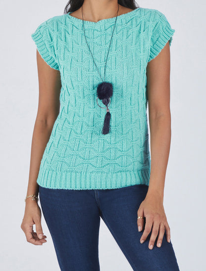 Pull uni sans manches - Bleu clair - 4