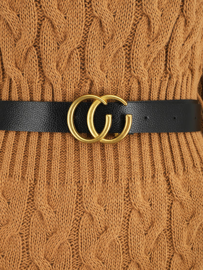 Robe pull courte effet tressé - Camel - 3