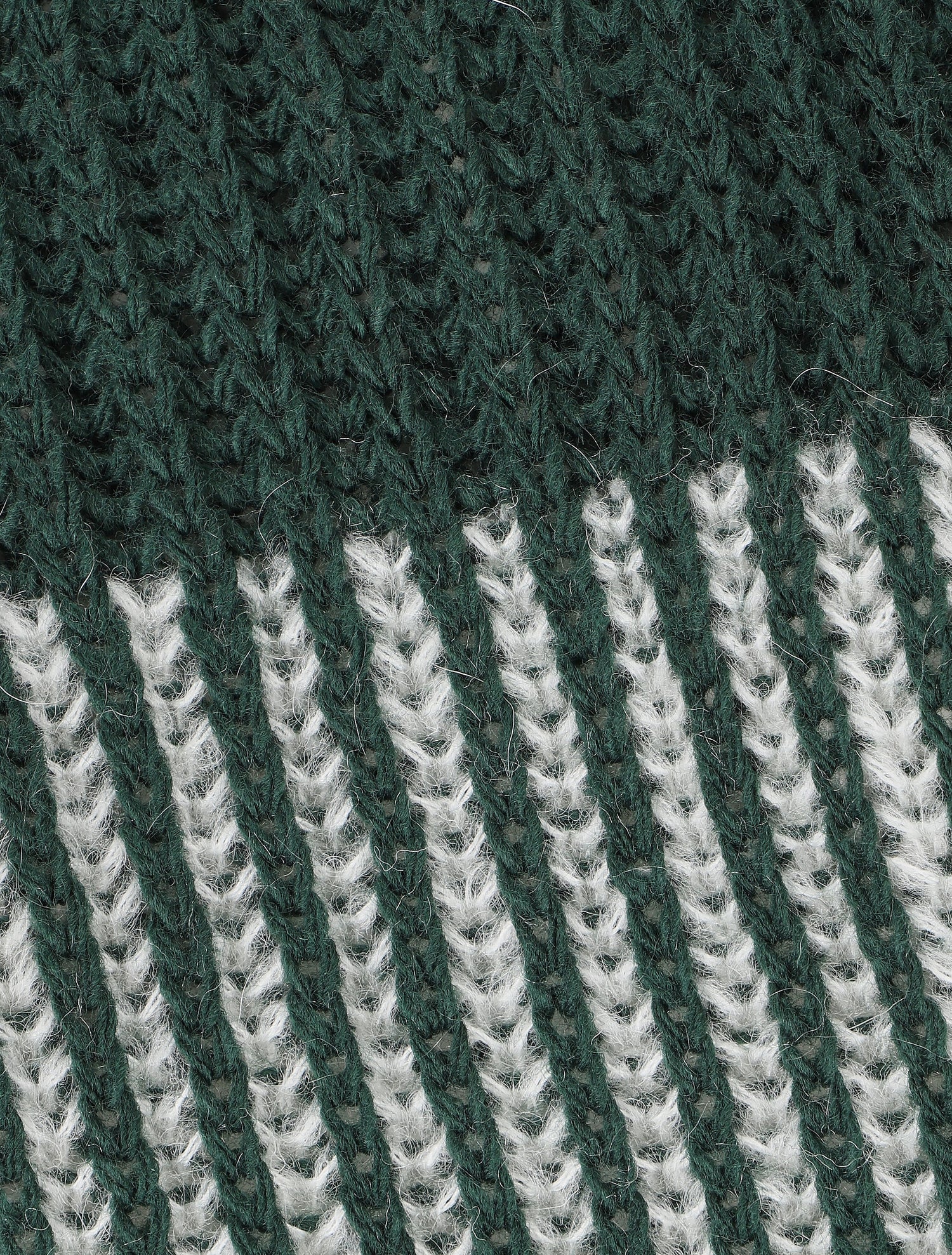 Pull en grosse maille bicolore - Vert sapin - 3