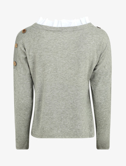 Pull droit à col volanté - Vert olive - 2