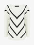 Pull en maille imprimé rayures en V - Blanc - 4