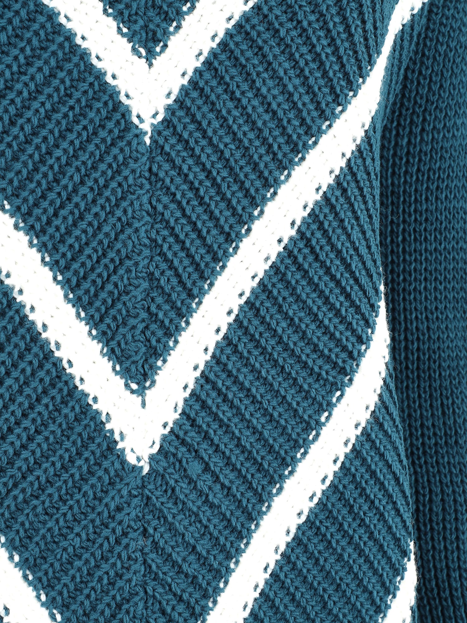 Pull en maille imprimé rayures en V - Bleu canard - 3