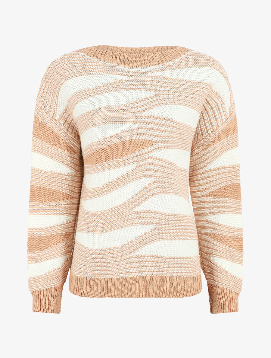 Pull coupe droite imprimé graphique - Rose - 1
