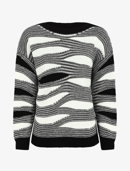 Pull coupe droite imprimé graphique - Noir - 1