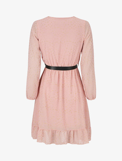 Robe mi-longue cache-coeur à imprimé graphique doré - Rose - 2