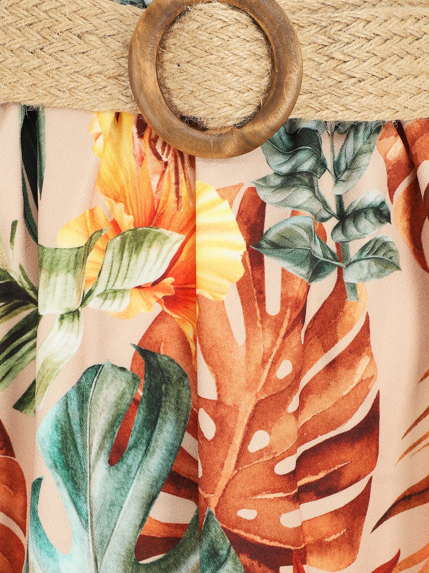 Jupe longue à imprimé tropical - Beige - 3