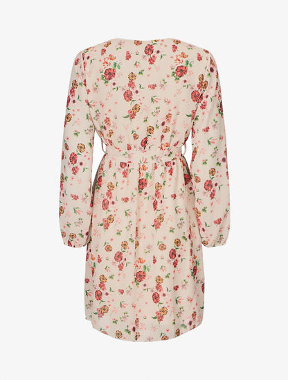 Robe cache-coeur à imprimé fleurie - Beige - 2