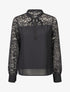 Blouse à manches longues ajourées en dentelle - Noir - 4