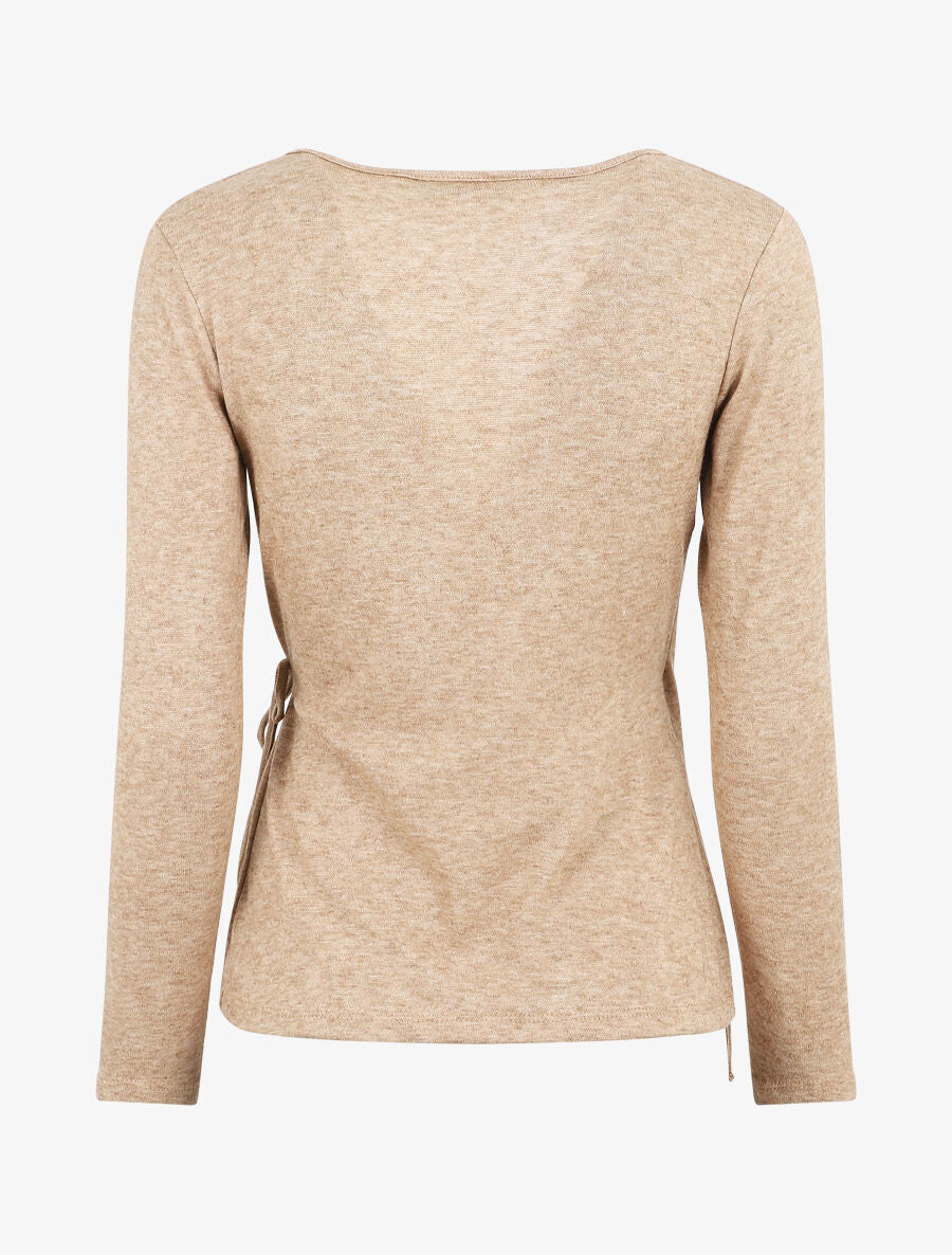 Pull cache-coeur uni - Beige - 2