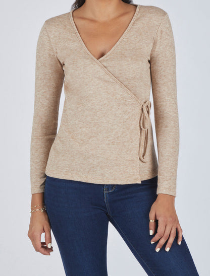 Pull cache-coeur uni - Beige - 4