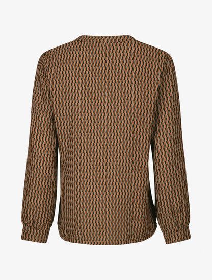 Blouse fluide imprimé graphique - Camel - 2