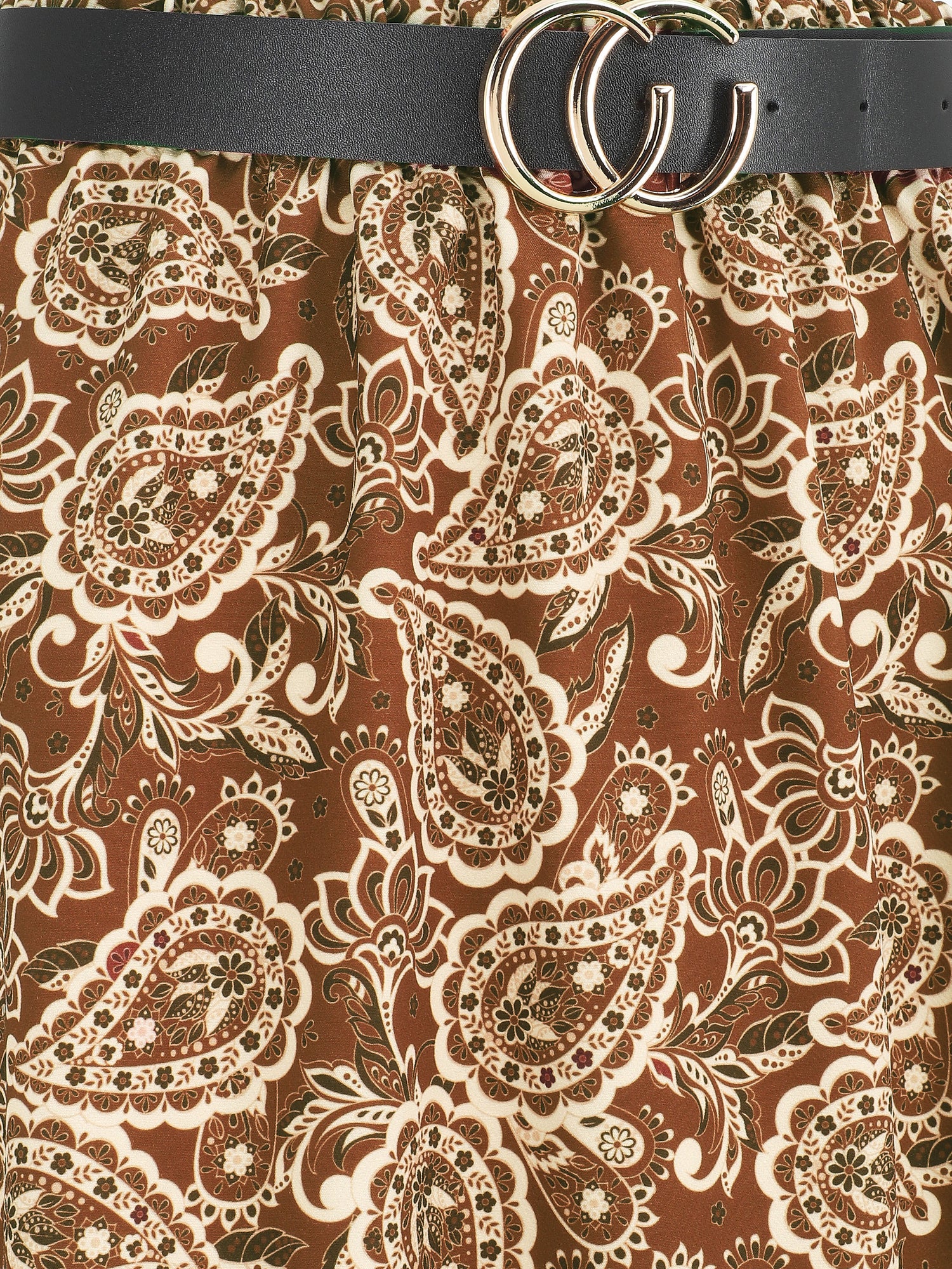 Jupe longue imprimé fleurs baroques - Marron - 3