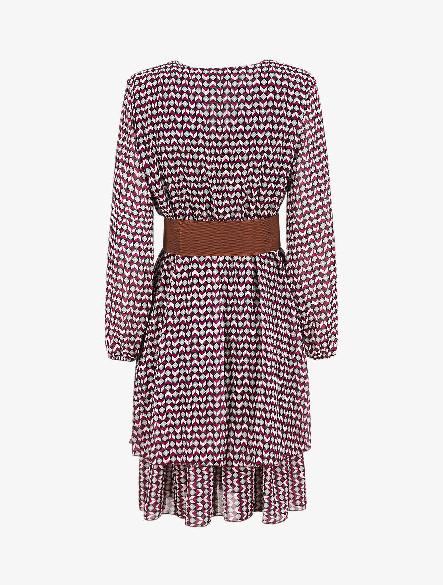 Robe col cache-coeur imprimé mosaïque - Violet - 2