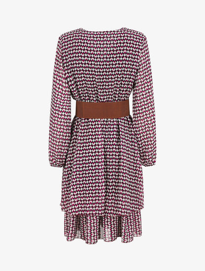 Robe col cache-coeur imprimé mosaïque - Violet - 2