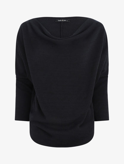 Pull loose col bénitier - Noir - 4