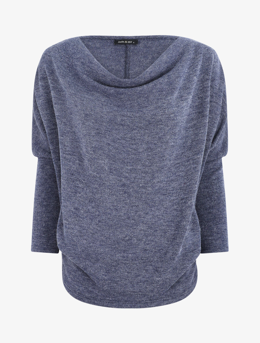 Pull loose col bénitier - Bleu - 1